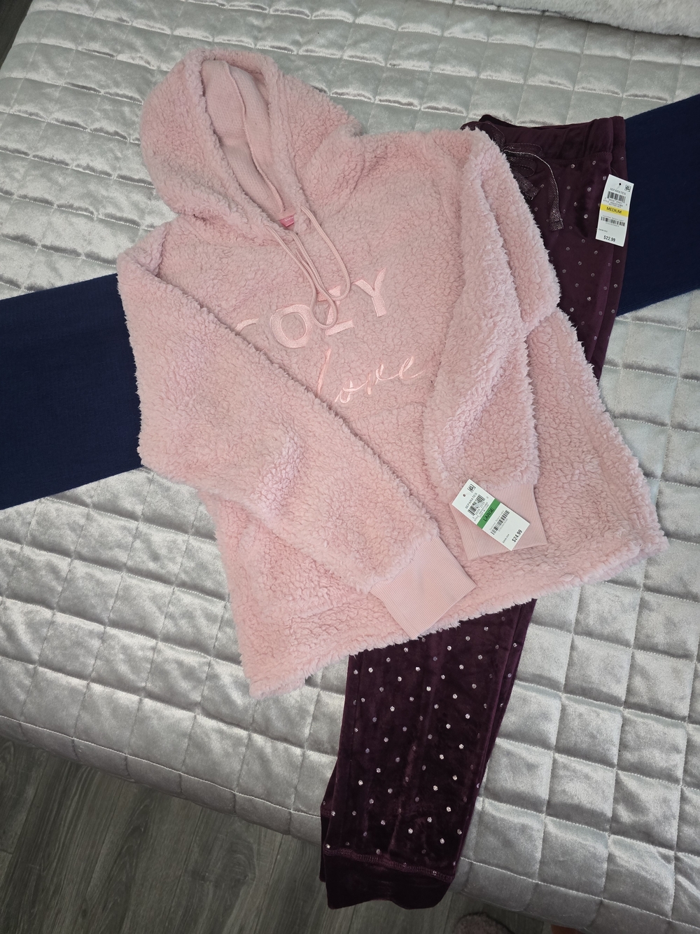 Women's Cozy Pink Sherpa Hoodie Pajama Set